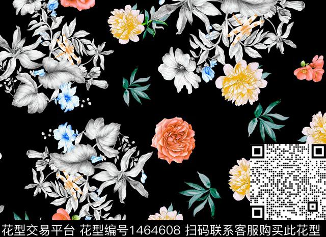 绿植树叶女装花卉数码印花华亿平台下载（图片编号: 1464608） - 瓦栏（Walan）