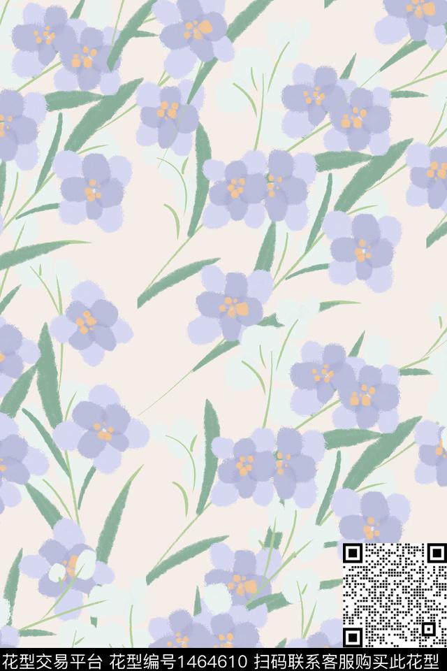 文艺花卉大牌风数码印花华亿平台下载（图片编号: 1464610） - 瓦栏（Walan）