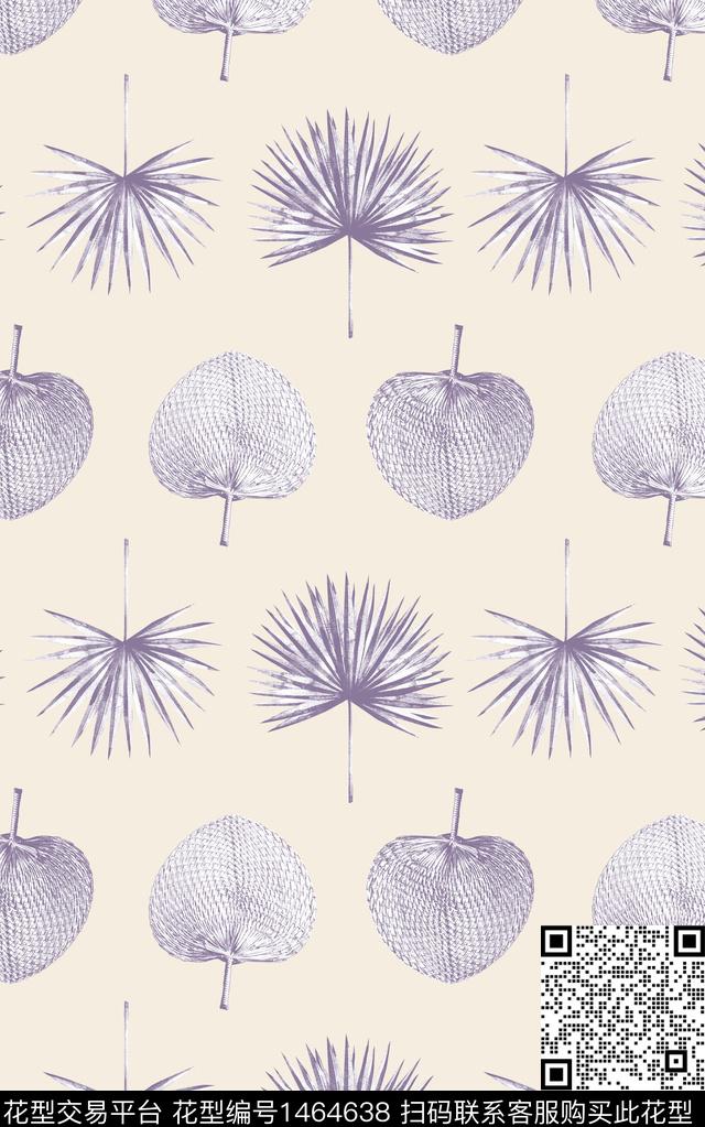 扇子棕榈树热带华亿平台数码印花华亿平台下载（图片编号: 1464638） - 瓦栏（Walan）