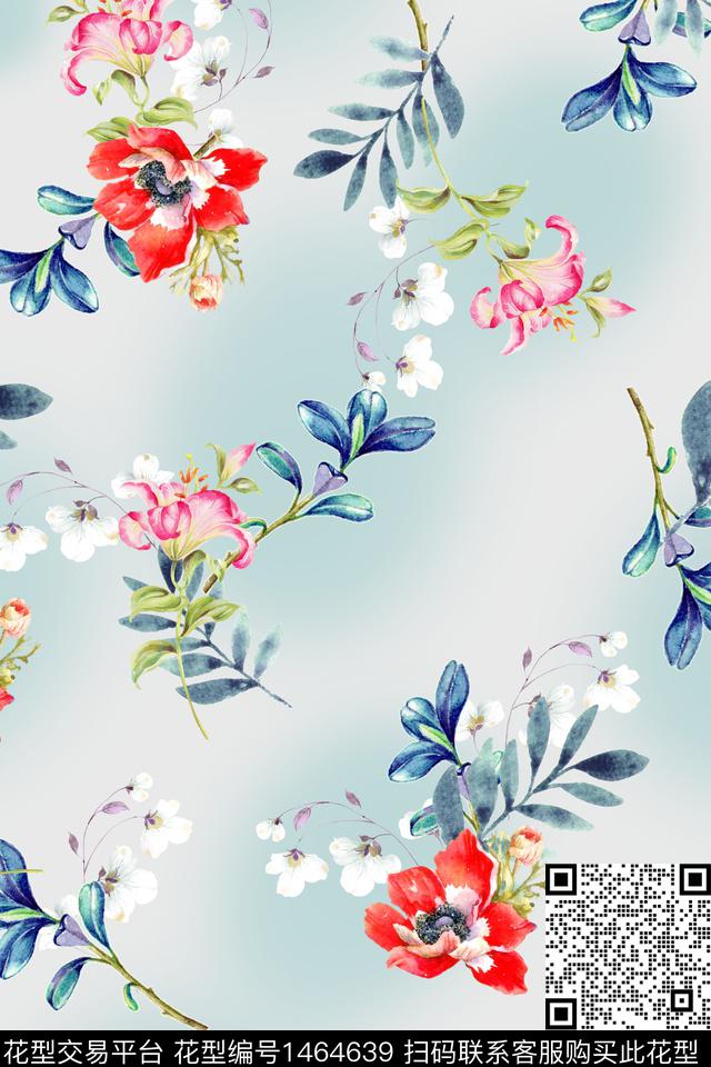 花卉中国风小碎花数码印花华亿平台下载（图片编号: 1464639） - 瓦栏（Walan）