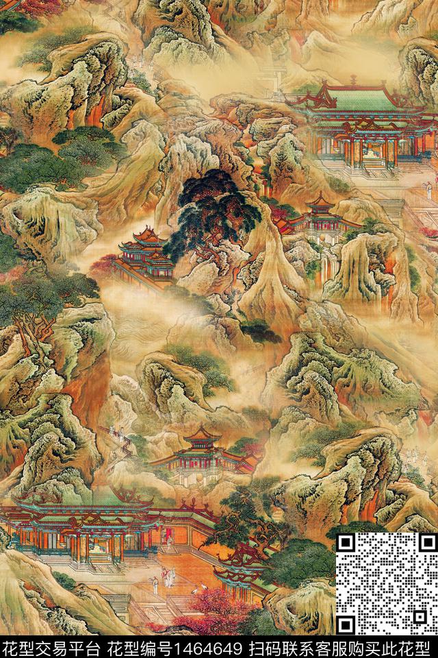 中国风真丝国画数码印花华亿平台下载（图片编号: 1464649） - 瓦栏（Walan）