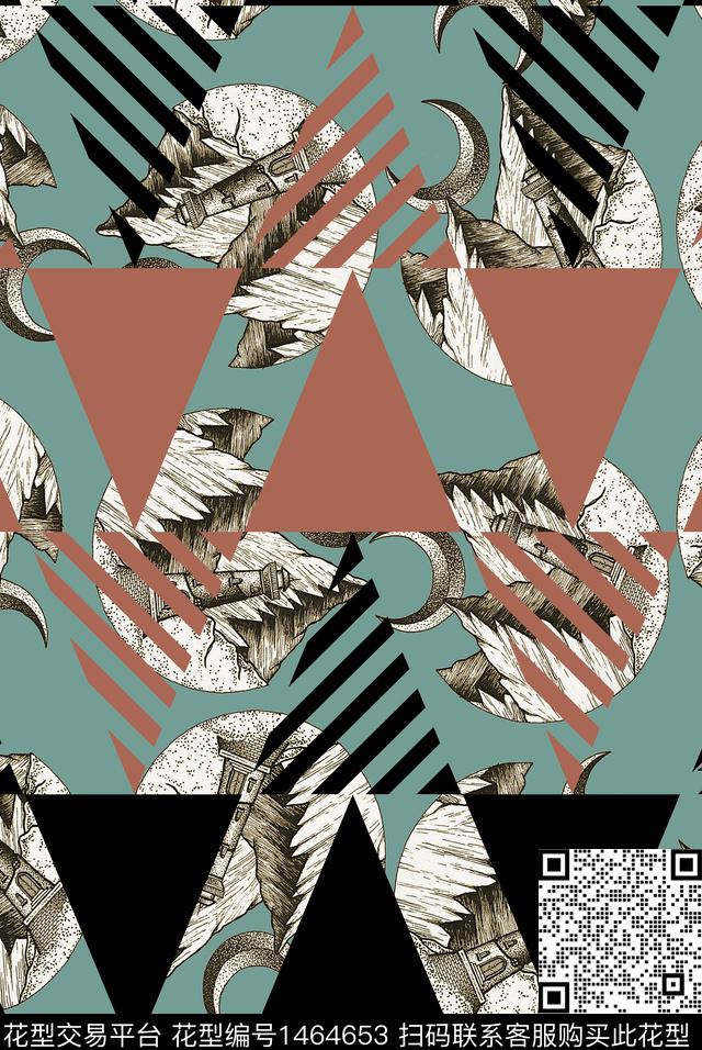 几何三角形建筑数码印花华亿平台下载（图片编号: 1464653） - 瓦栏（Walan）