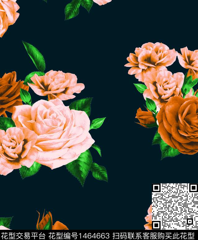 数码华亿平台女装花卉数码印花华亿平台下载（图片编号: 1464663） - 瓦栏（Walan）