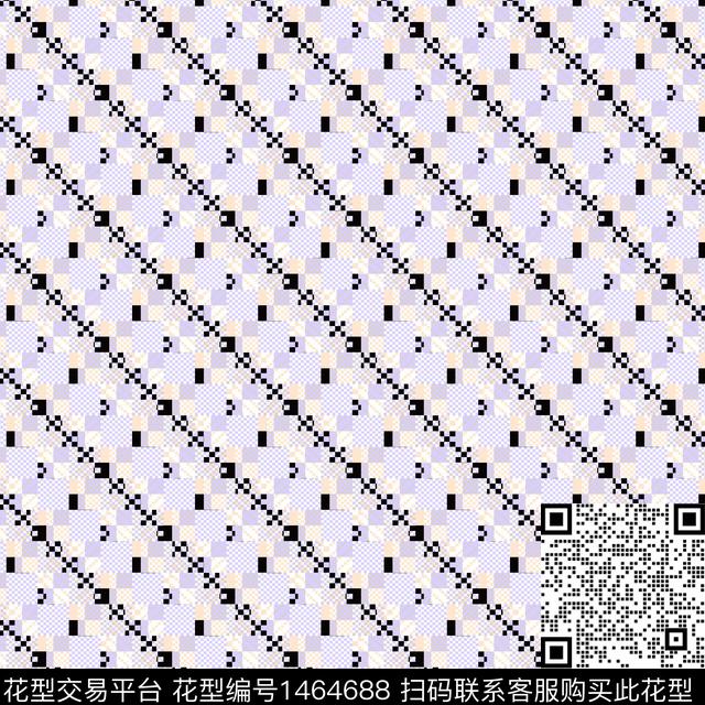 几何格子大牌风数码印花华亿平台下载（图片编号: 1464688） - 瓦栏（Walan）