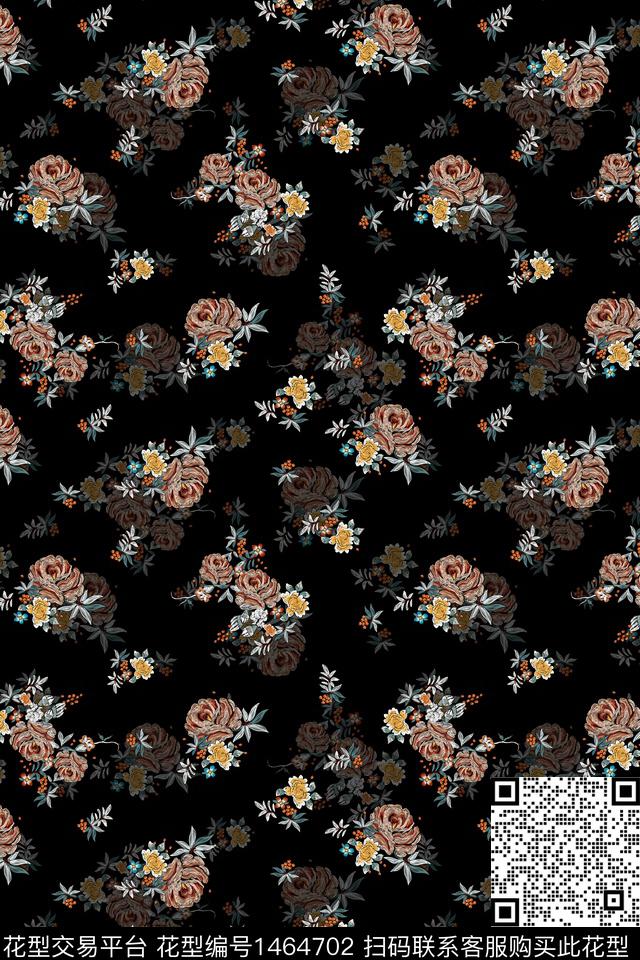 花卉真丝小碎花数码印花华亿平台下载（图片编号: 1464702） - 瓦栏（Walan）
