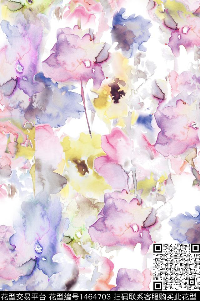 花卉抽象真丝数码印花华亿平台下载（图片编号: 1464703） - 瓦栏（Walan）