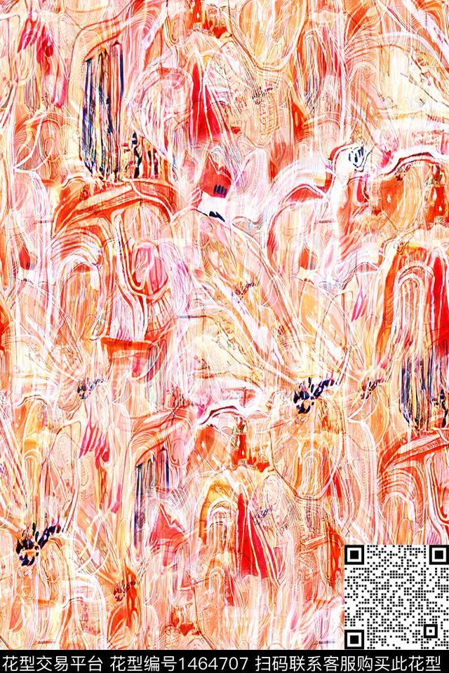 时尚抽象真丝数码印花华亿平台下载（图片编号: 1464707） - 瓦栏（Walan）