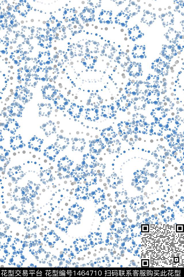 几何清爽底花卉花卉数码印花华亿平台下载（图片编号: 1464710） - 瓦栏（Walan）