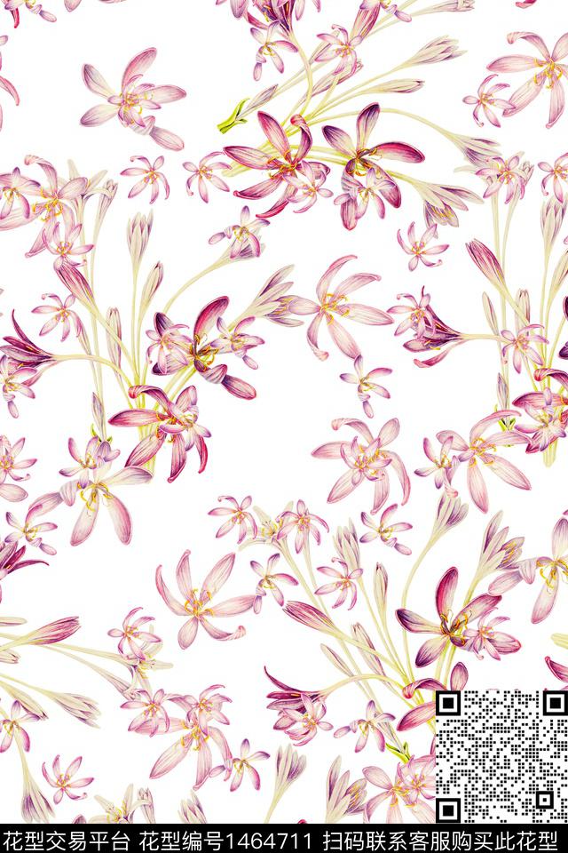 清爽底花卉花卉大牌风数码印花华亿平台下载（图片编号: 1464711） - 瓦栏（Walan）