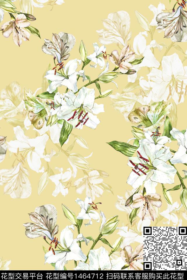 清爽底花卉花卉大牌风数码印花华亿平台下载（图片编号: 1464712） - 瓦栏（Walan）