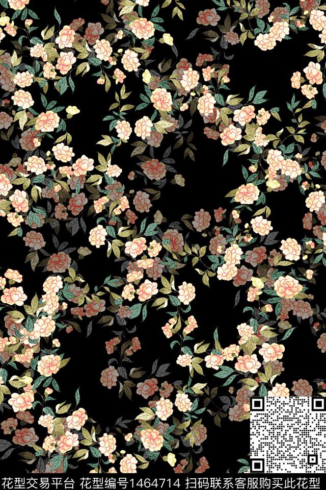 清爽底花卉花卉大牌风数码印花华亿平台下载（图片编号: 1464714） - 瓦栏（Walan）
