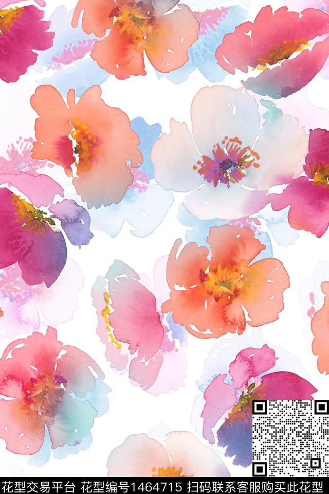 清爽底花卉花卉大牌风数码印花华亿平台下载（图片编号: 1464715） - 瓦栏（Walan）