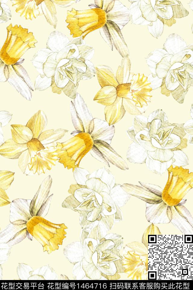 清爽底花卉花卉大牌风数码印花华亿平台下载（图片编号: 1464716） - 瓦栏（Walan）