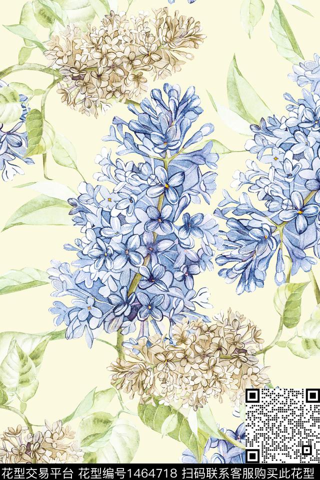 清爽底花卉花卉大牌风数码印花华亿平台下载（图片编号: 1464718） - 瓦栏（Walan）