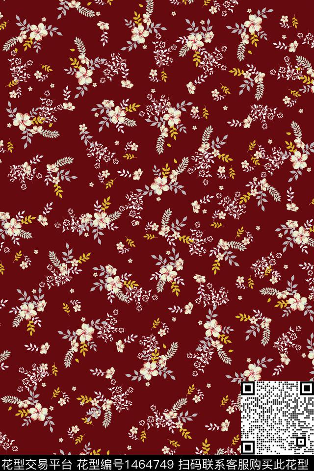花卉满版散花小碎花数码印花华亿平台下载（图片编号: 1464749） - 瓦栏（Walan）