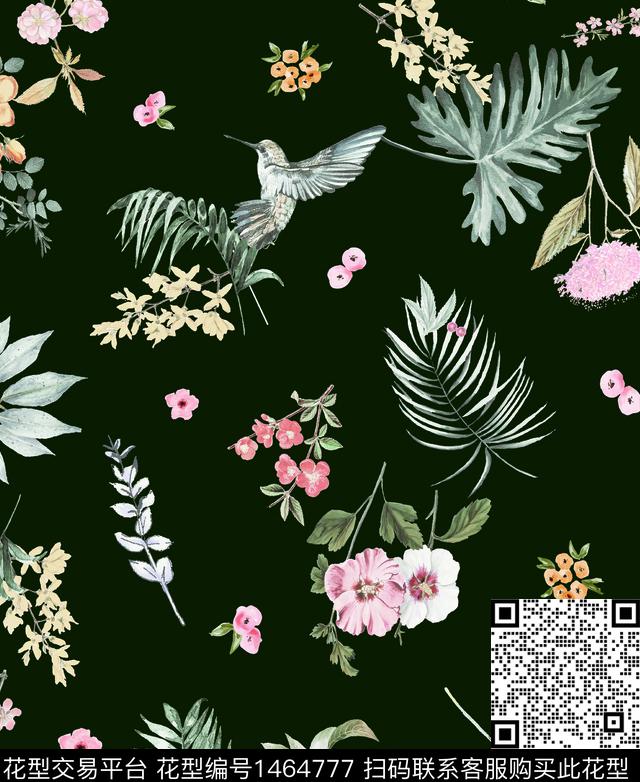 花鸟绿植树叶数码华亿平台数码印花华亿平台下载（图片编号: 1464777） - 瓦栏（Walan）