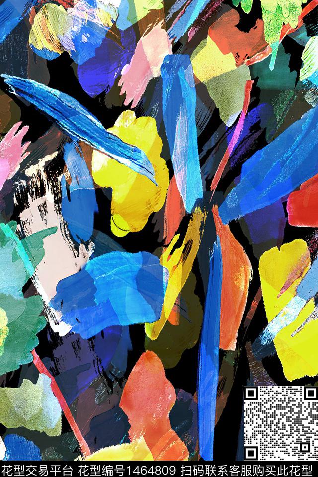 肌理抽象真丝数码印花华亿平台下载（图片编号: 1464809） - 瓦栏（Walan）