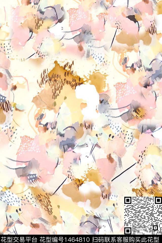 肌理抽象真丝数码印花华亿平台下载（图片编号: 1464810） - 瓦栏（Walan）
