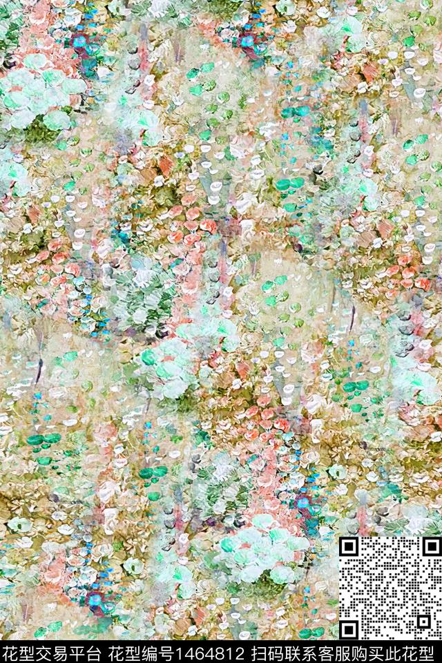 肌理抽象真丝数码印花华亿平台下载（图片编号: 1464812） - 瓦栏（Walan）