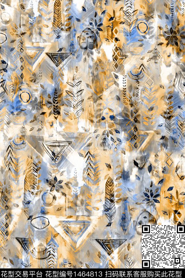 时尚抽象真丝数码印花华亿平台下载（图片编号: 1464813） - 瓦栏（Walan）