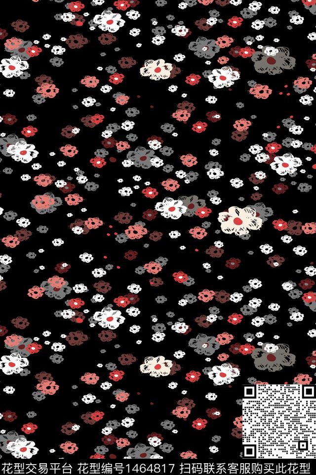 花卉真丝小碎花数码印花华亿平台下载（图片编号: 1464817） - 瓦栏（Walan）