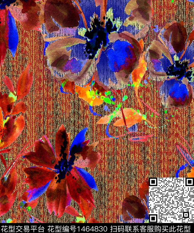 花卉中老年面料数码印花华亿平台下载（图片编号: 1464830） - 瓦栏（Walan）