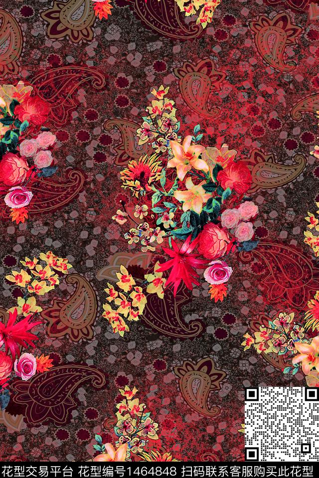 花卉中老年面料数码印花华亿平台下载（图片编号: 1464848） - 瓦栏（Walan）