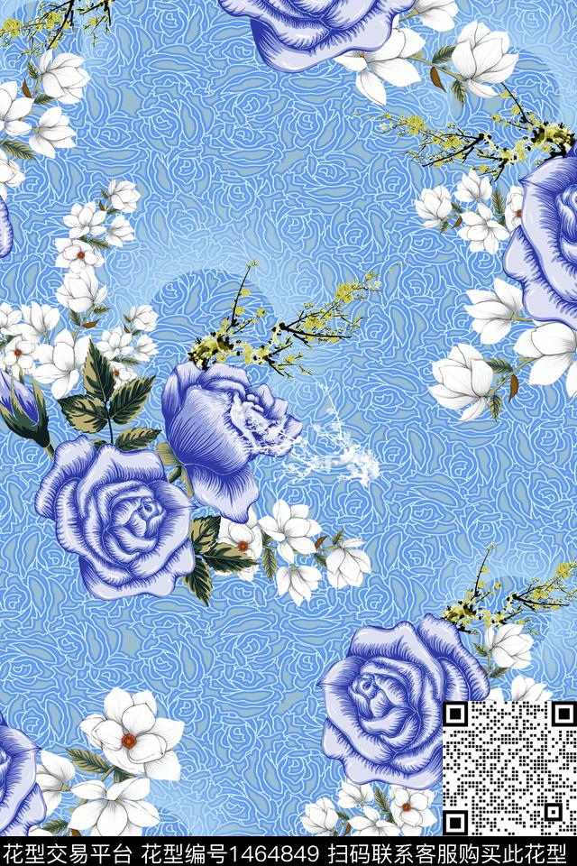 花卉中老年面料数码印花华亿平台下载（图片编号: 1464849） - 瓦栏（Walan）