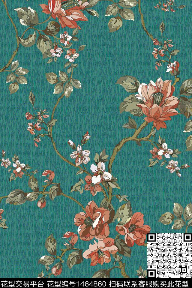 花卉中老年面料数码印花华亿平台下载（图片编号: 1464860） - 瓦栏（Walan）