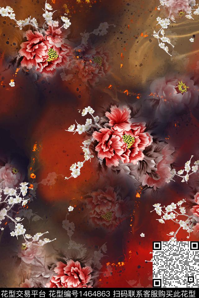 花卉中老年面料数码印花华亿平台下载（图片编号: 1464863） - 瓦栏（Walan）