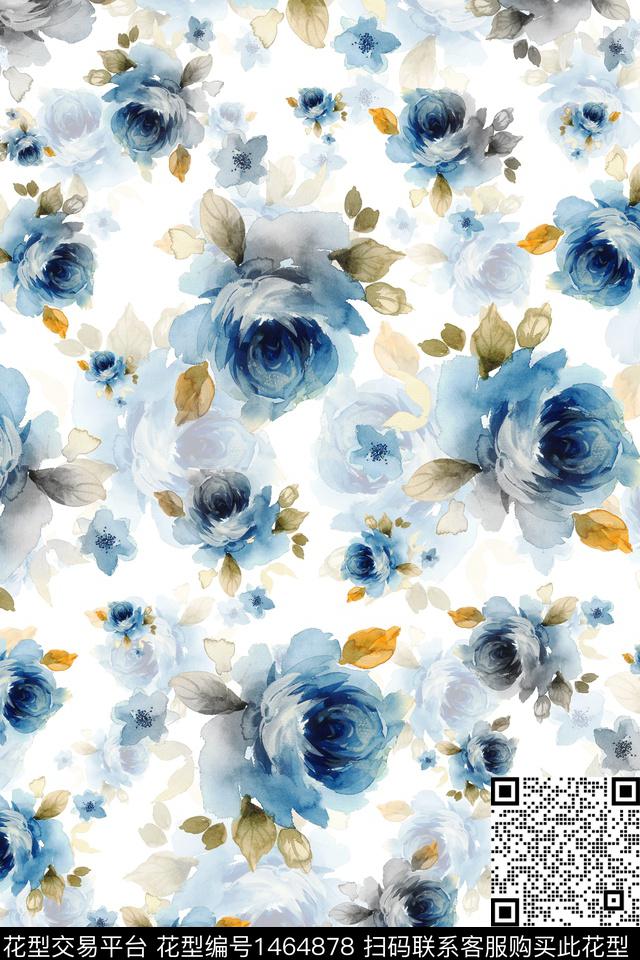 水彩大牌风年轻女性数码印花华亿平台下载（图片编号: 1464878） - 瓦栏（Walan）