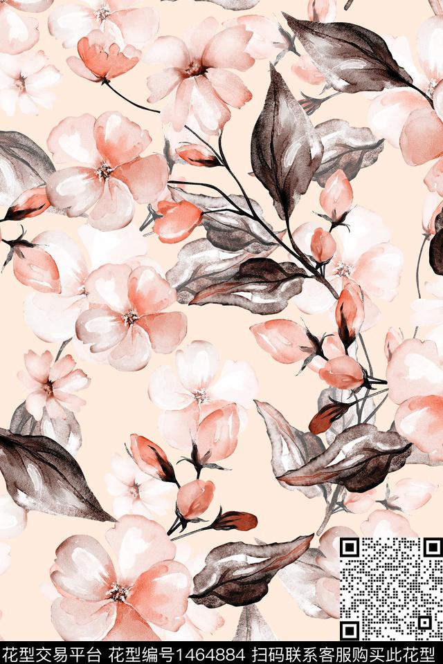抽象花卉花卉大牌风数码印花华亿平台下载（图片编号: 1464884） - 瓦栏（Walan）