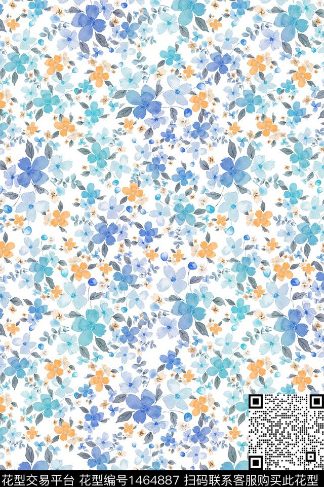 绿植树叶花卉大牌风数码印花华亿平台下载（图片编号: 1464887） - 瓦栏（Walan）