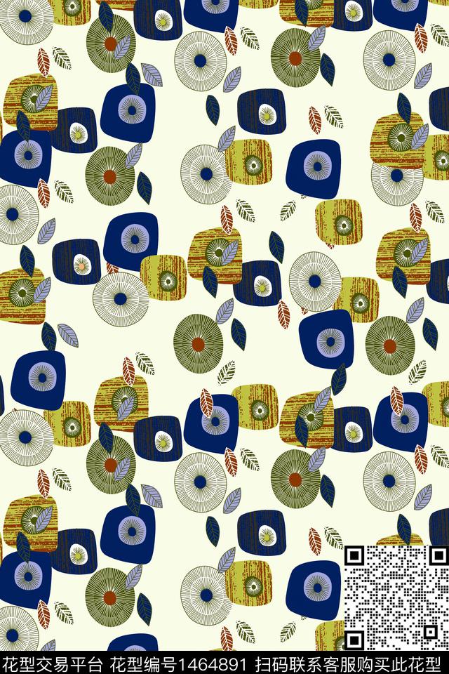 几何涂鸦格子传统印花华亿平台下载（图片编号: 1464891） - 瓦栏（Walan）