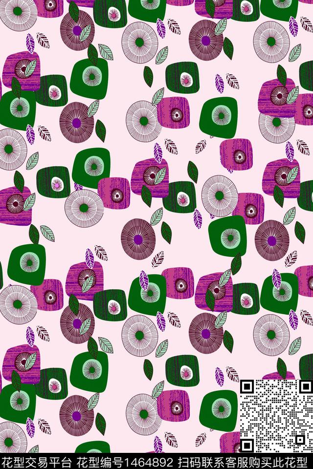 几何涂鸦格子传统印花华亿平台下载（图片编号: 1464892） - 瓦栏（Walan）