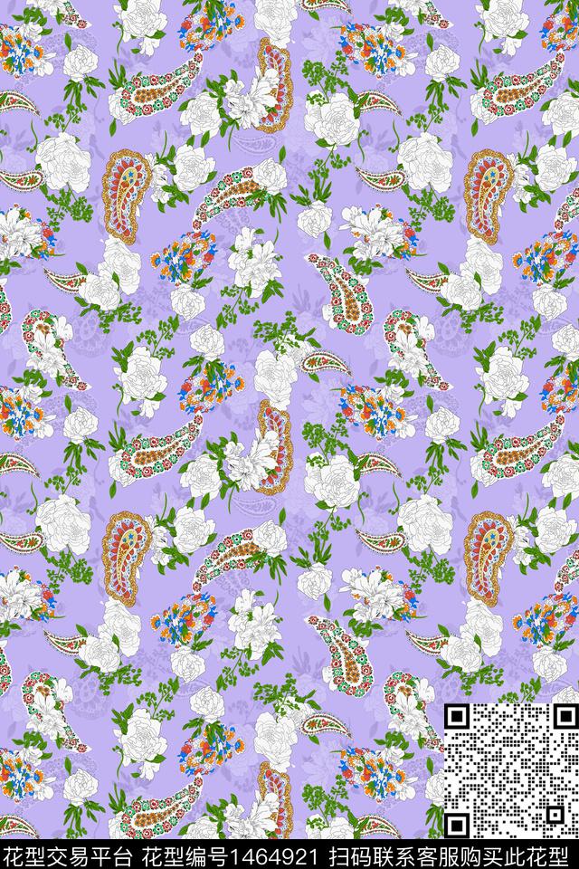 民族风复古花卉传统印花华亿平台下载（图片编号: 1464921） - 瓦栏（Walan）