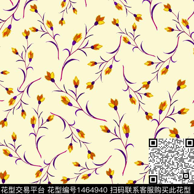 花卉满版散花小碎花传统印花华亿平台下载（图片编号: 1464940） - 瓦栏（Walan）