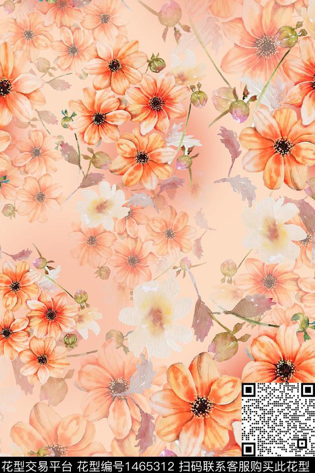 水彩绿植树叶大牌风数码印花华亿平台下载（图片编号: 1465312） - 瓦栏（Walan）