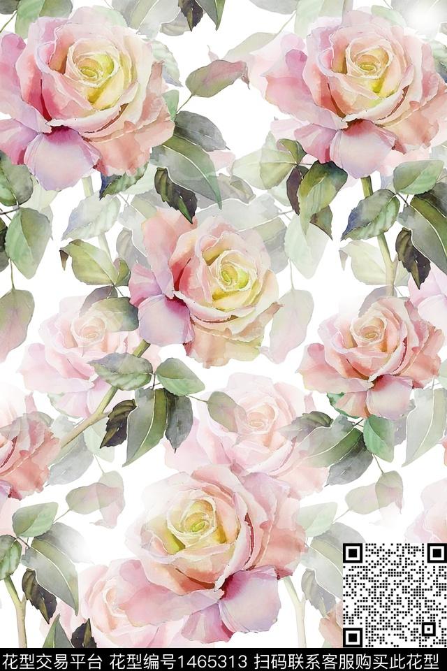 水彩绿植树叶大牌风数码印花华亿平台下载（图片编号: 1465313） - 瓦栏（Walan）