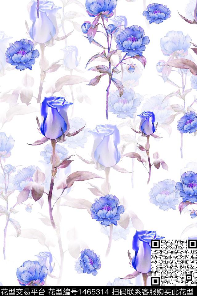 水彩绿植树叶大牌风数码印花华亿平台下载（图片编号: 1465314） - 瓦栏（Walan）