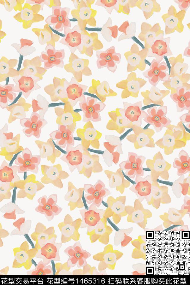 花卉大牌风小清新数码印花华亿平台下载（图片编号: 1465316） - 瓦栏（Walan）