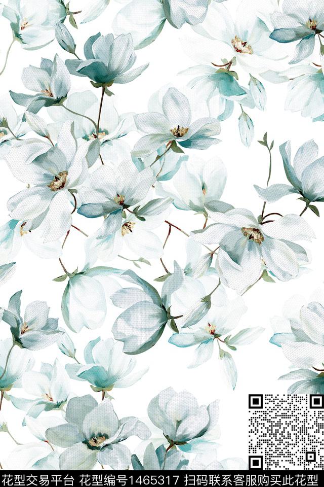 花卉大牌风小清新数码印花华亿平台下载（图片编号: 1465317） - 瓦栏（Walan）