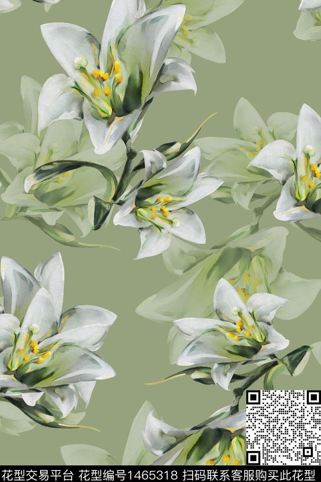 花卉大牌风小清新数码印花华亿平台下载（图片编号: 1465318） - 瓦栏（Walan）