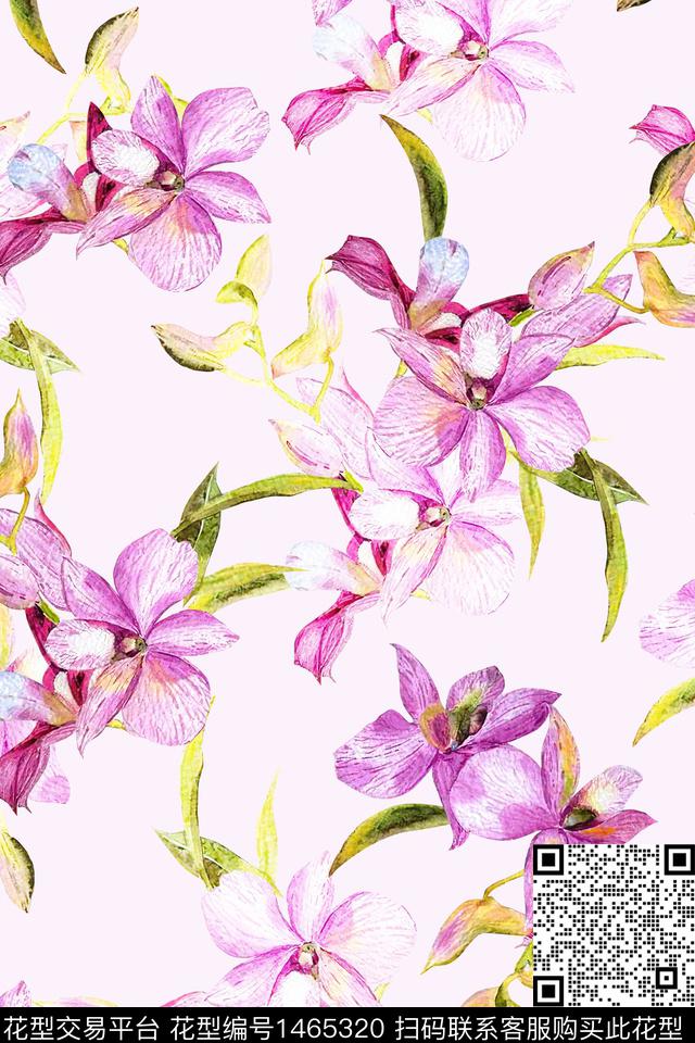 花卉大牌风小清新数码印花华亿平台下载（图片编号: 1465320） - 瓦栏（Walan）
