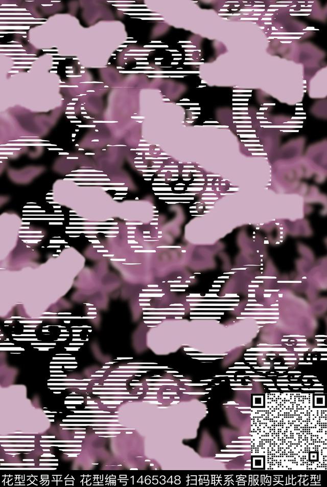几何花卉云层数码印花华亿平台下载（图片编号: 1465348） - 瓦栏（Walan）