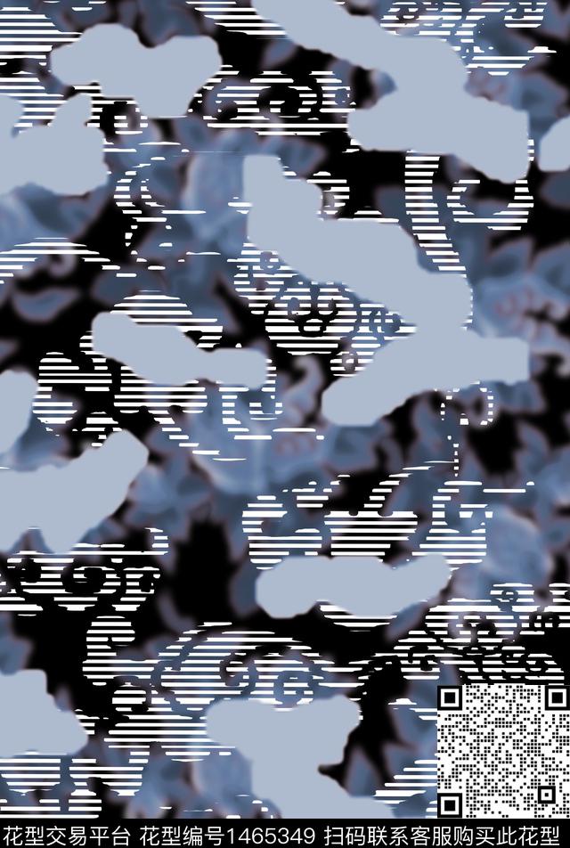 几何花卉云层数码印花华亿平台下载（图片编号: 1465349） - 瓦栏（Walan）