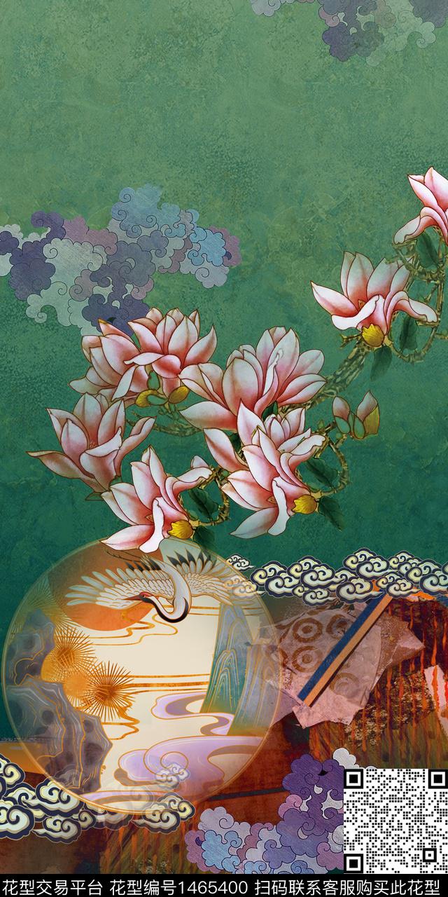 定位花中国风定位花香云纱旗袍华亿平台数码印花华亿平台下载（图片编号: 1465400） - 瓦栏（Walan）