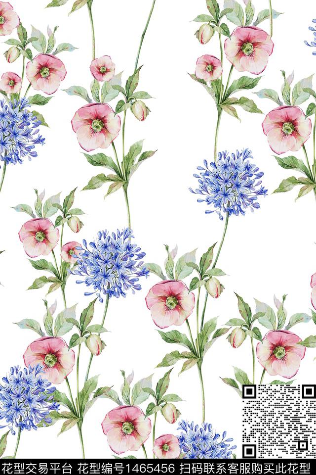 水彩绿植树叶大牌风数码印花华亿平台下载（图片编号: 1465456） - 瓦栏（Walan）