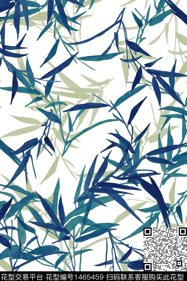 大牌风小清新竹子数码印花华亿平台下载（图片编号: 1465459） - 瓦栏（Walan）