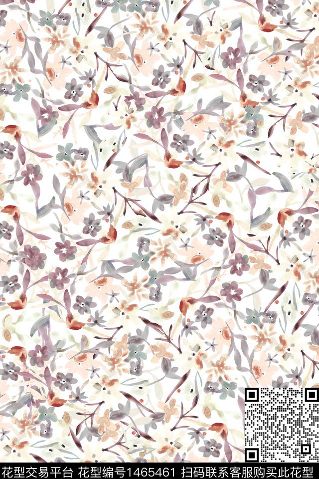 花卉大牌风小清新数码印花华亿平台下载（图片编号: 1465461） - 瓦栏（Walan）